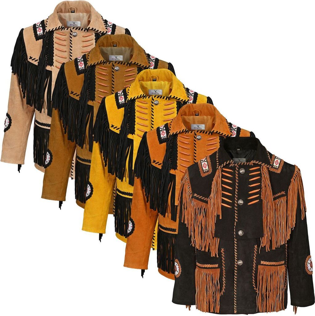 Herren Westernjacke Western Reiter Jacke Lederjacke, Größe:52/L, Farbe:Schwarz