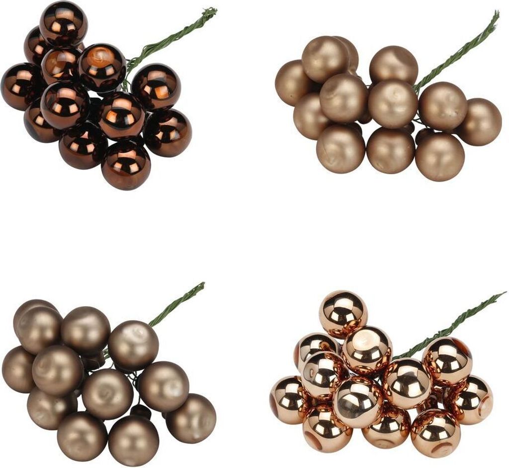 144 Spiegelbeeren I Ø 25 mm I Braun Elegant-Lounge-Mix I Glaskugeln - 0,16 € pro Stück