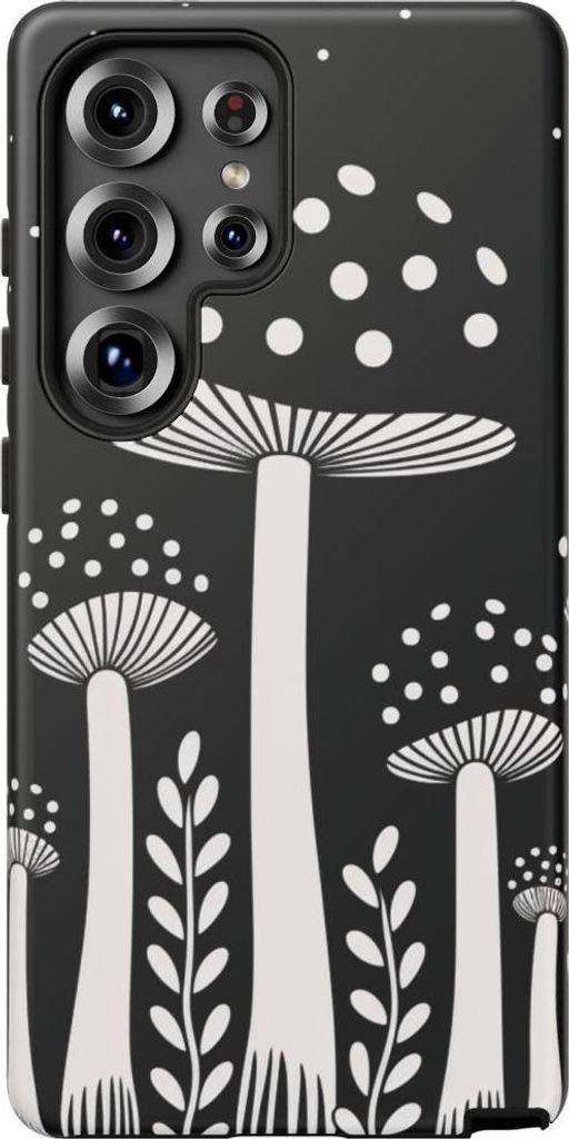 Schwarz-weißes Pilzmuster – Hülle Kompatibel mit Samsung Galaxy S25 Ultra