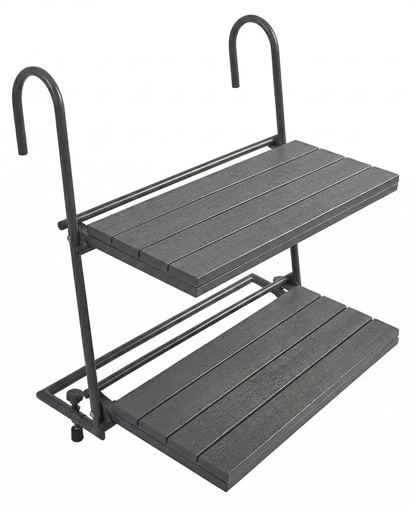 Table de balcon pliable Ninfa aspect bois, structure acier robuste