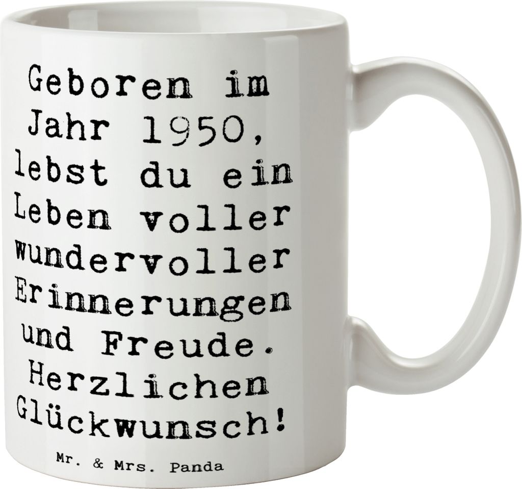 Mr. & Mrs. Panda Tasse Spruch 1950 Geburtstag - Weiß - Produktbild 