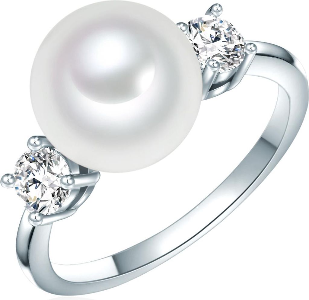 Ring Sterling Silber Muschelkernperle weiß Zirkonia weiß 54