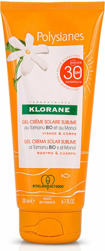 Protection Solaire SPF30 pour Corps et Visage Klorane Polysianes 200ml