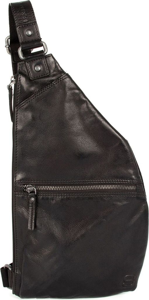 SPIKES & SPARROW Leder Sling Bag Umhängetasche Reese Slingbag Black schwarz