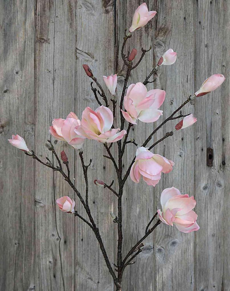 artplants.de Magnolienzweig künstlich YONA, rosa-gelb, 130cm - Kunst Magnolia/Kunstblume Magnolienzweig
