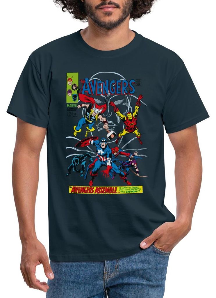 Spreadshirt Avengers Comic Superhelden Assemble Männer T-Shirt, XL, Navy