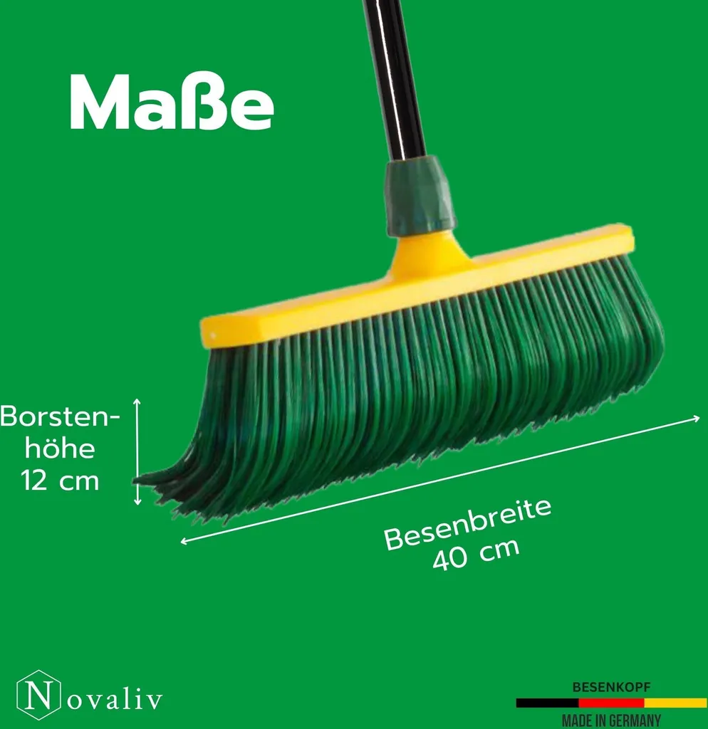 Novaliv 2x scopa ad artiglio premium con manico 40 cm, scopa speciale a setole curve con testa in plastica - ideale come scopa da giardino, scopa per raschiare, scopa per erba sintetica, ideale per il campeggio, scopa stradale - 2