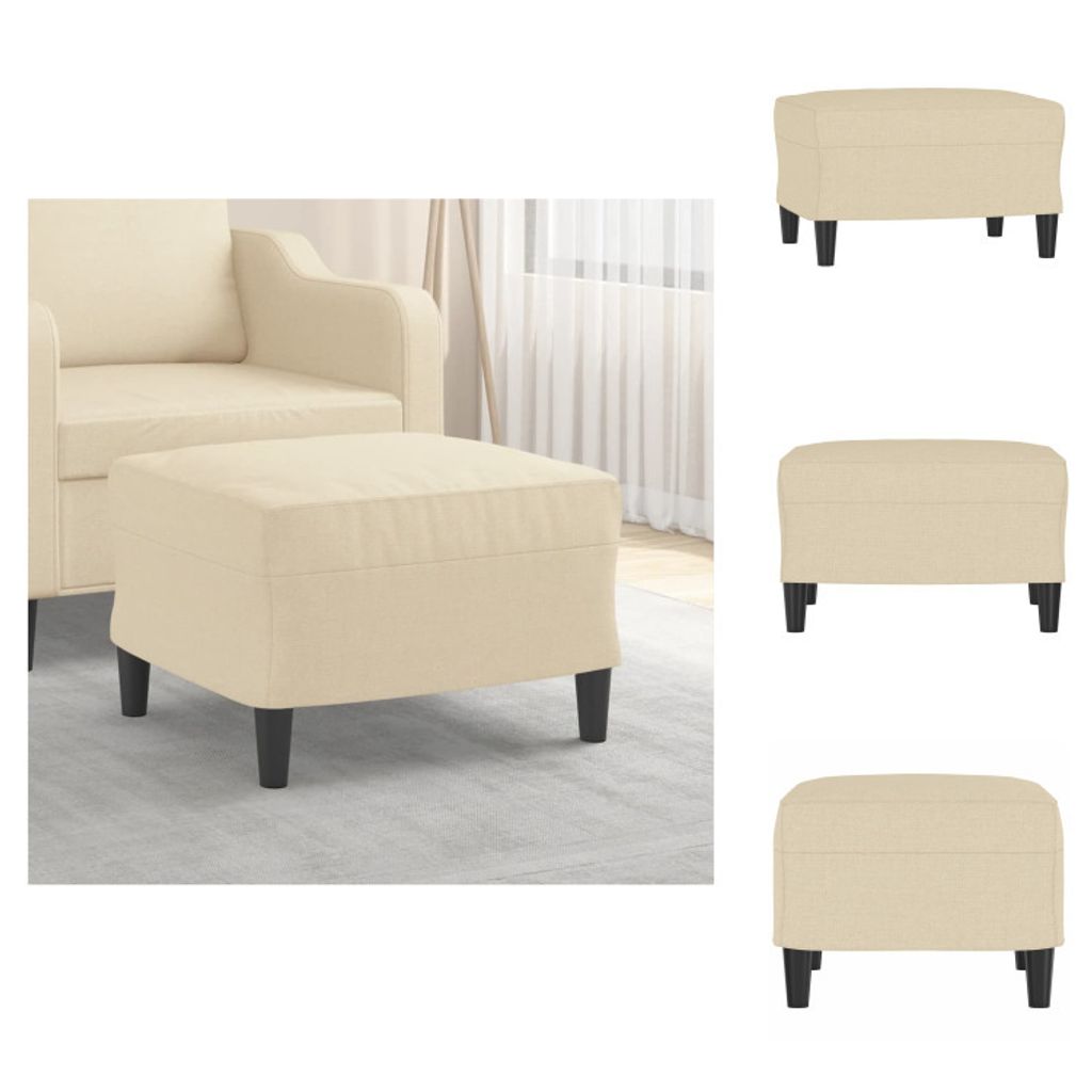 vidaXL Fußhocker Creme 60x50x41 cm Stoff - Polsterhocker