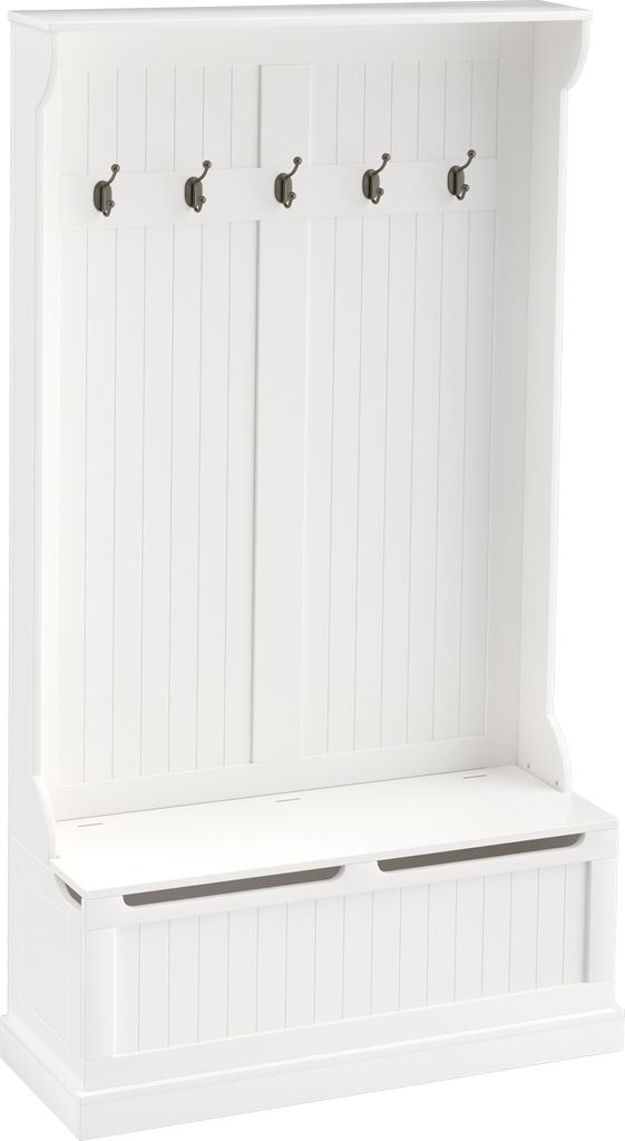 HOMCOM Garderobenständer mit Schuhablage, Garderobenständer mit Bank, Flurgarderobe mit 5 Haken und Stauraum für Eingangsbereich, Flur, 96 x 34 ...