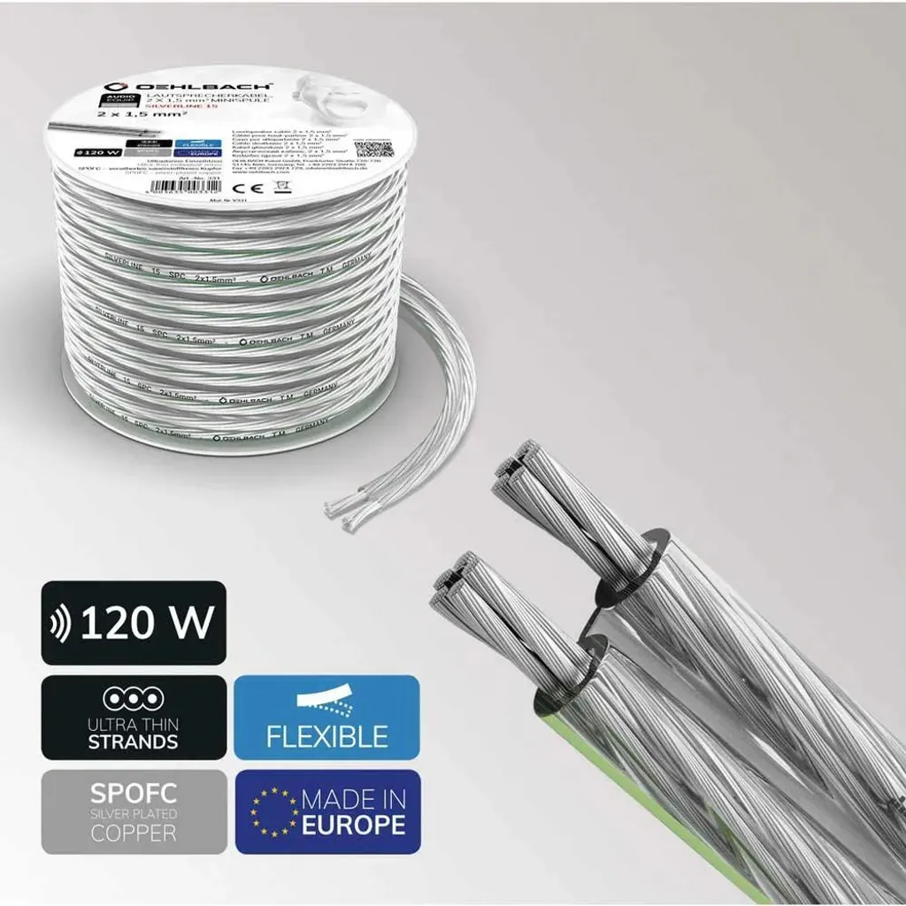 Câble pour Haut-Parleurs Stéréo Oehlbach D1C331 1,5 mm² Transparent - 3