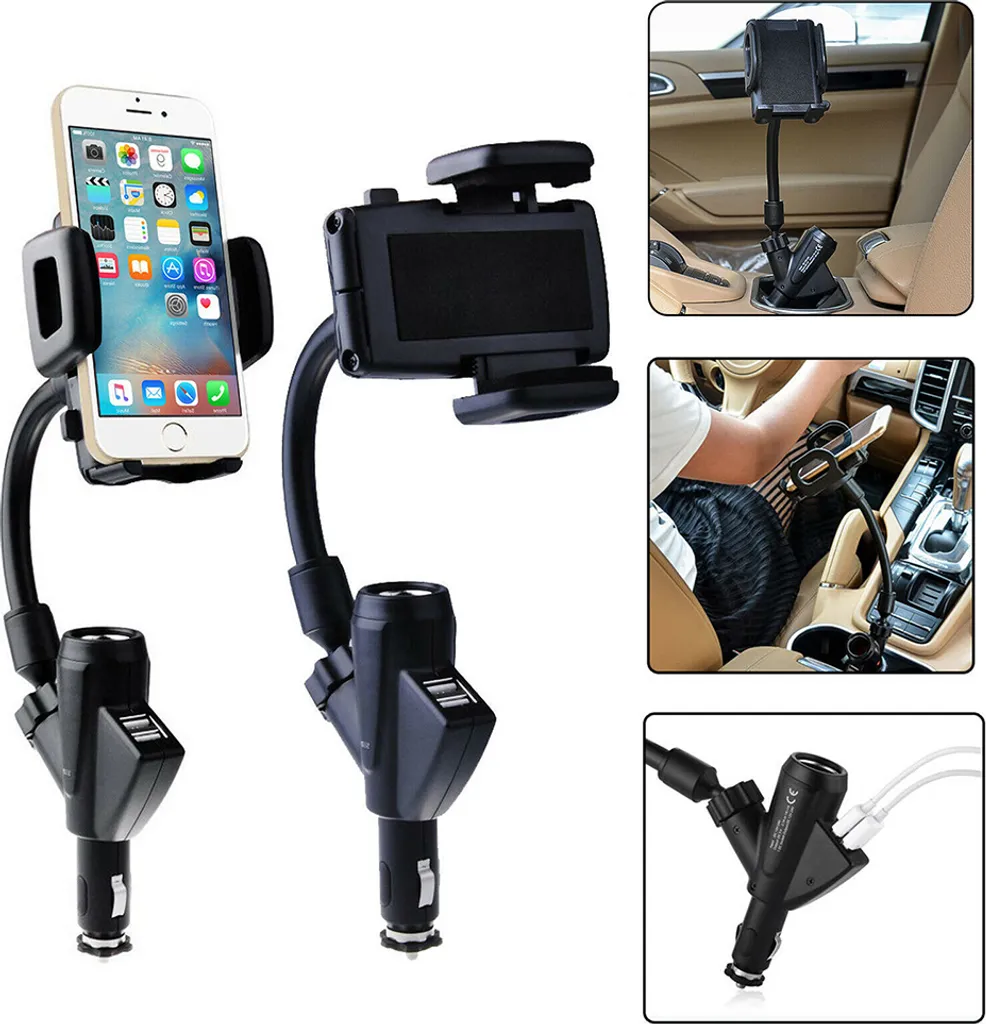 Supporto Auto Accendisigari 2 Porte USB 5V per Smartphone Nero