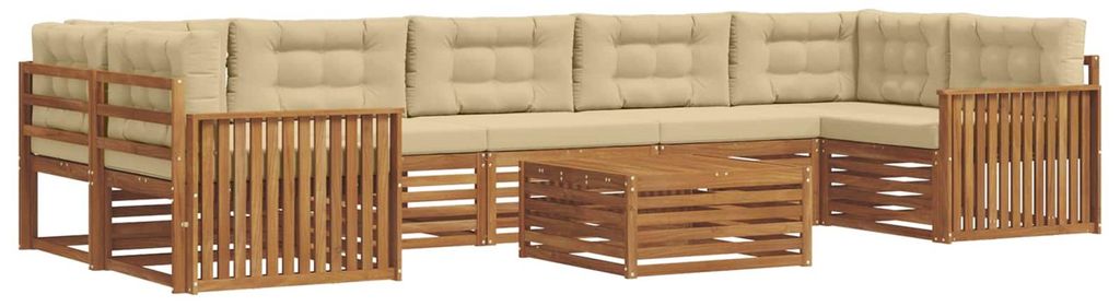 vidaXL Outdoor-Sofagarnitur mit Kissen 8 pcs Natur und Beige