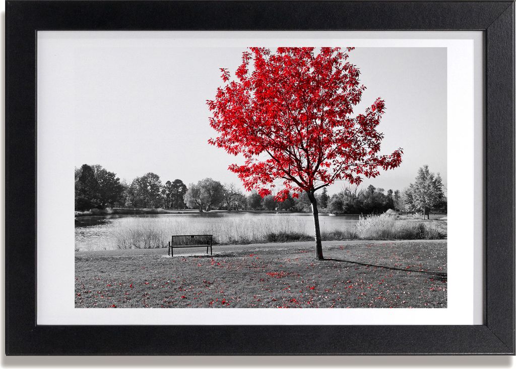 Bild 30x20 MDF-Rahmen, Wandkunst roter Baum