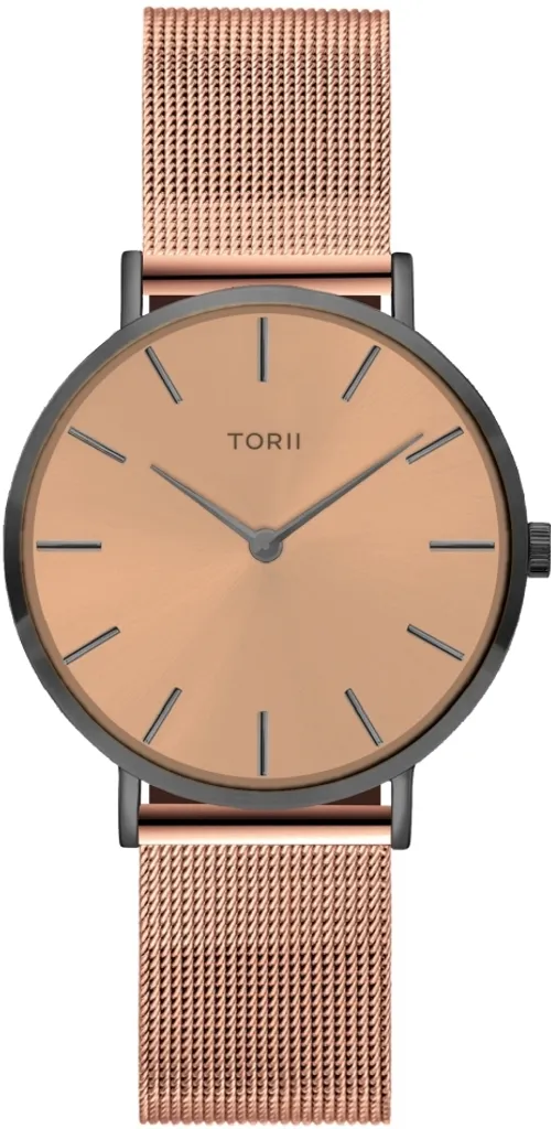 Montre-bracelet pour femme en métal or rose au style mode classique