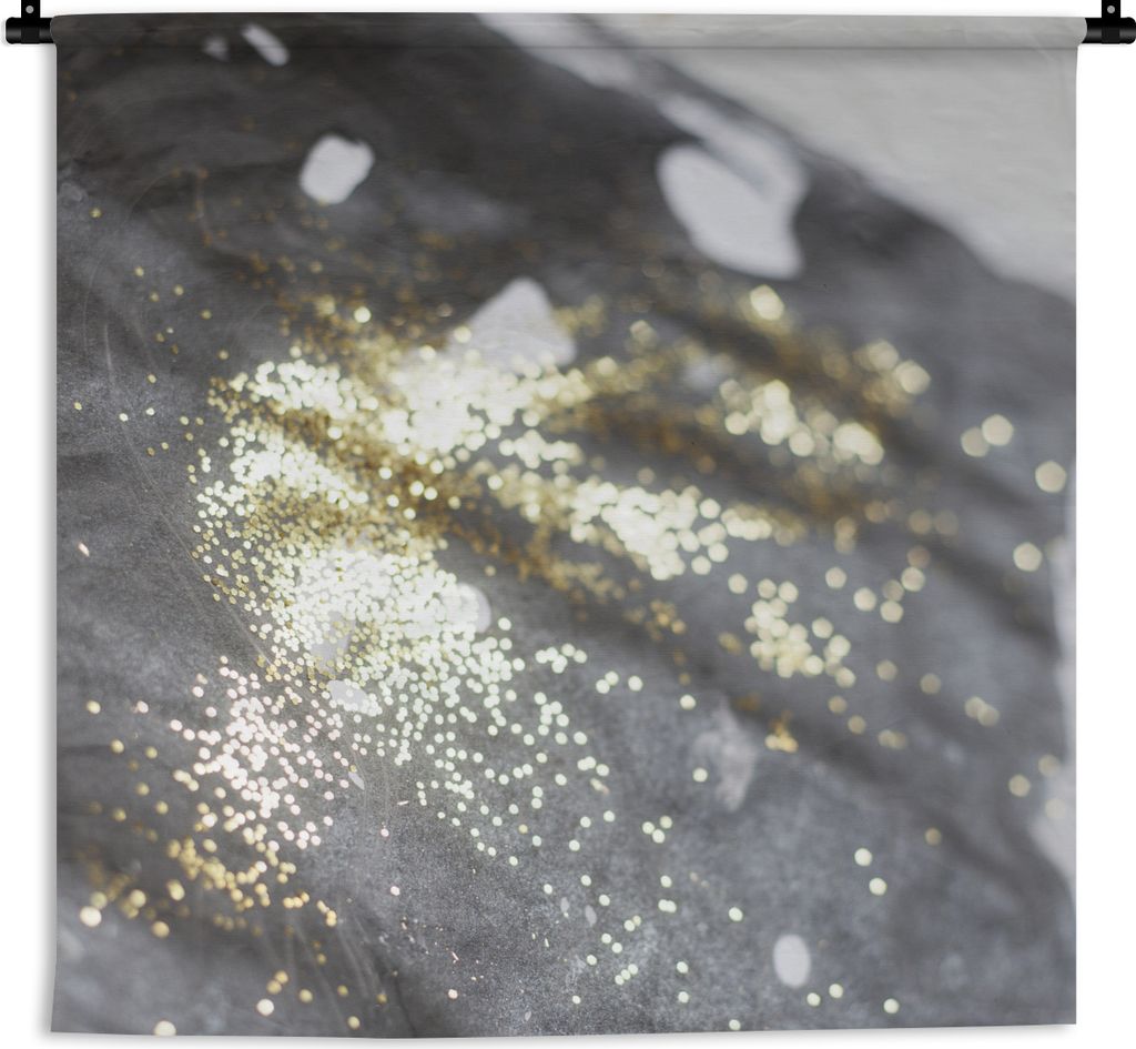 MuchoWow Wandteppich Wandbehang Marmor - Schwarz - Glitter - Luxus 150x150 cm Tapisserie Dekoration Wandtuch - Wohnaccessoires - Modernes