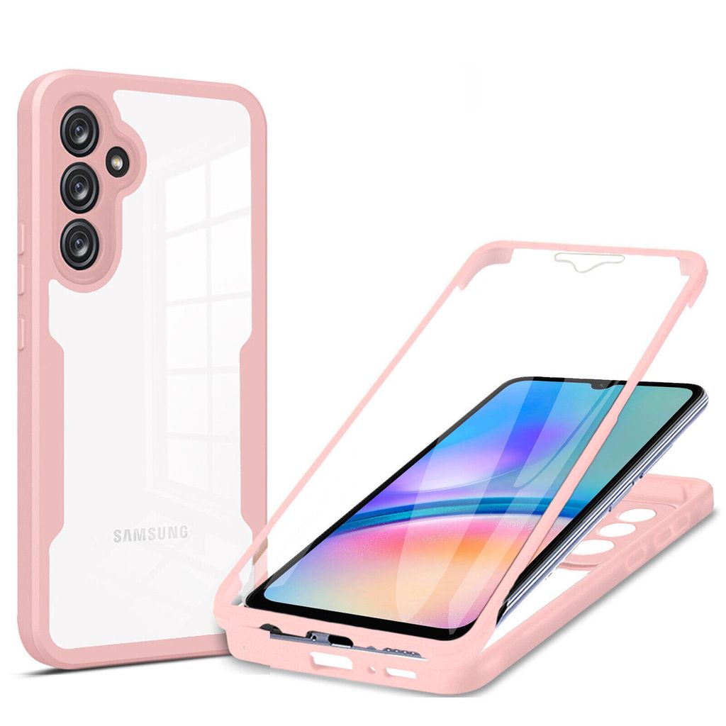 A pink and clear phone case is shown, with a phone inside another pink case in the foreground.