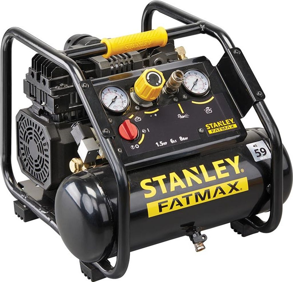 Stanley Fatmax Kompressor, 6 Liter, 8 bar, ölfrei leises Modell, horizontal, 1,5 PS, 160 l/min