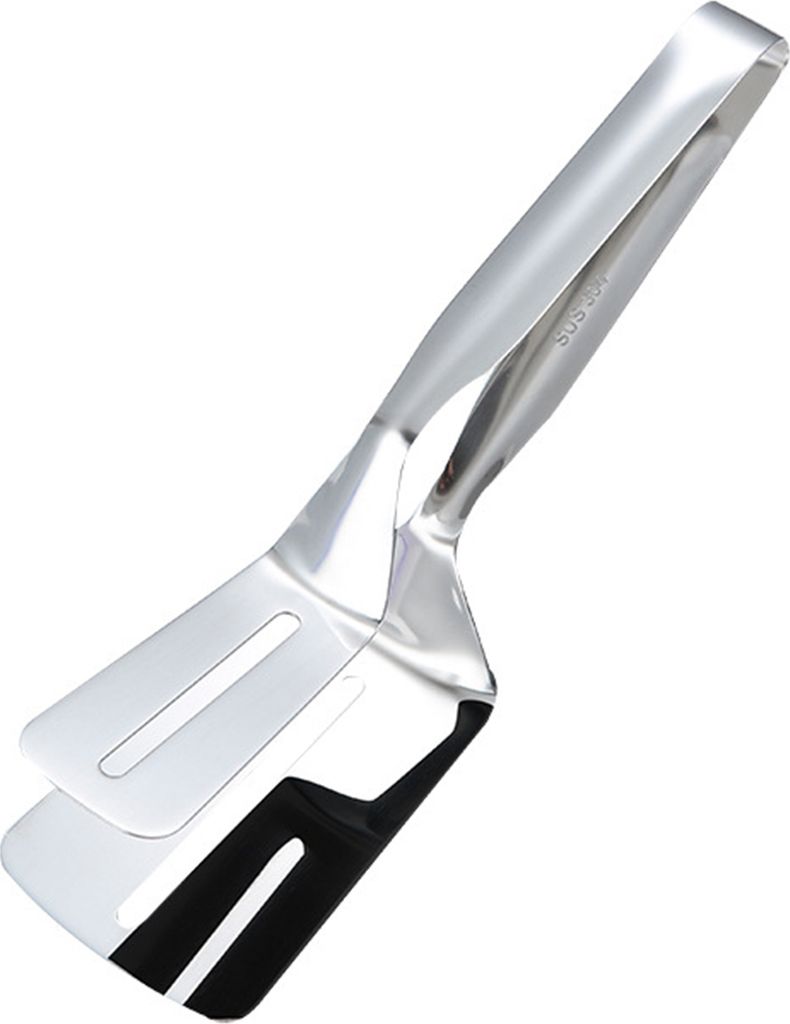 Kochspatel, ergonomischer Griff, Spatelzange aus Edelstahl, multifunktionales Grillwerkzeug für die Küche zu Hause