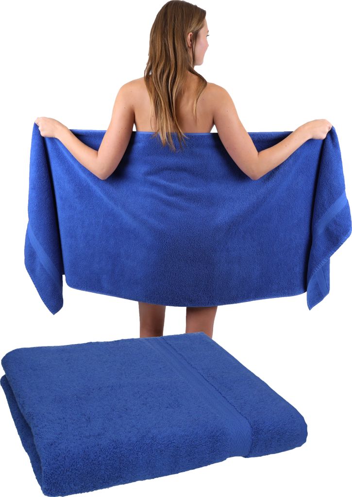 Betz 2 Stück Saunatücher 70 x 200 cm PREMIUM 100% Baumwolle Badetuch Liegetuch Strandtuch Farbe: royalblau