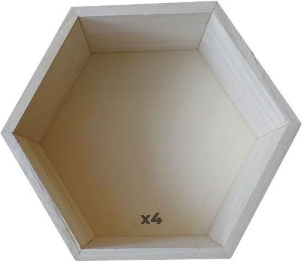 5 sechseckige Holzregale 36 x 31 x 10 cm