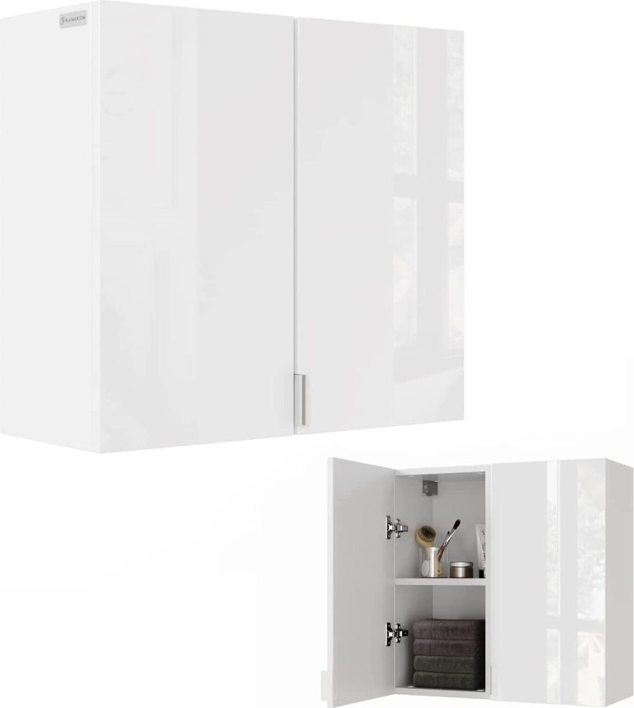 PLATAN ROOM 2 TLG.-Set Badezimmerschrank 60H x 60(2 x 30)B x 25T cm Badschrank Hängeschrank mit Soft-Close Funktion Badezimmermöbel Hochschrank ...