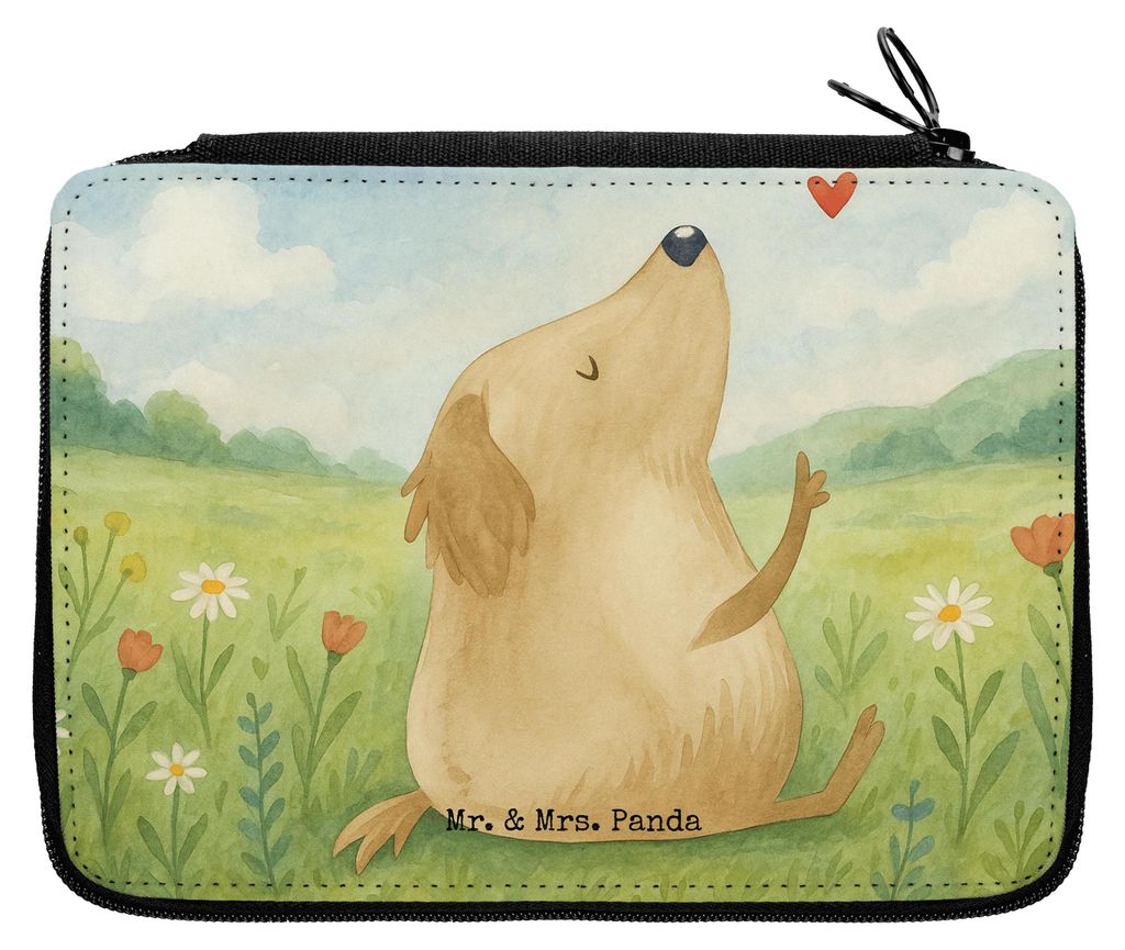 Mr. & Mrs. Panda Federmappe Hund Liebe Design - Weiß - Geschenk, Sprüche, Mäppchen, Schlampermäppchen, Bleistiftetui, Etui, Herz, Hunde, Federm...