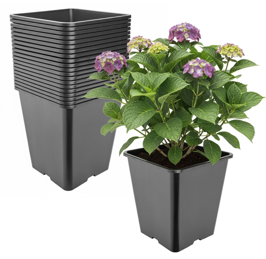Lot de 20 pots de culture carrés en plastique de haute Image du produit 