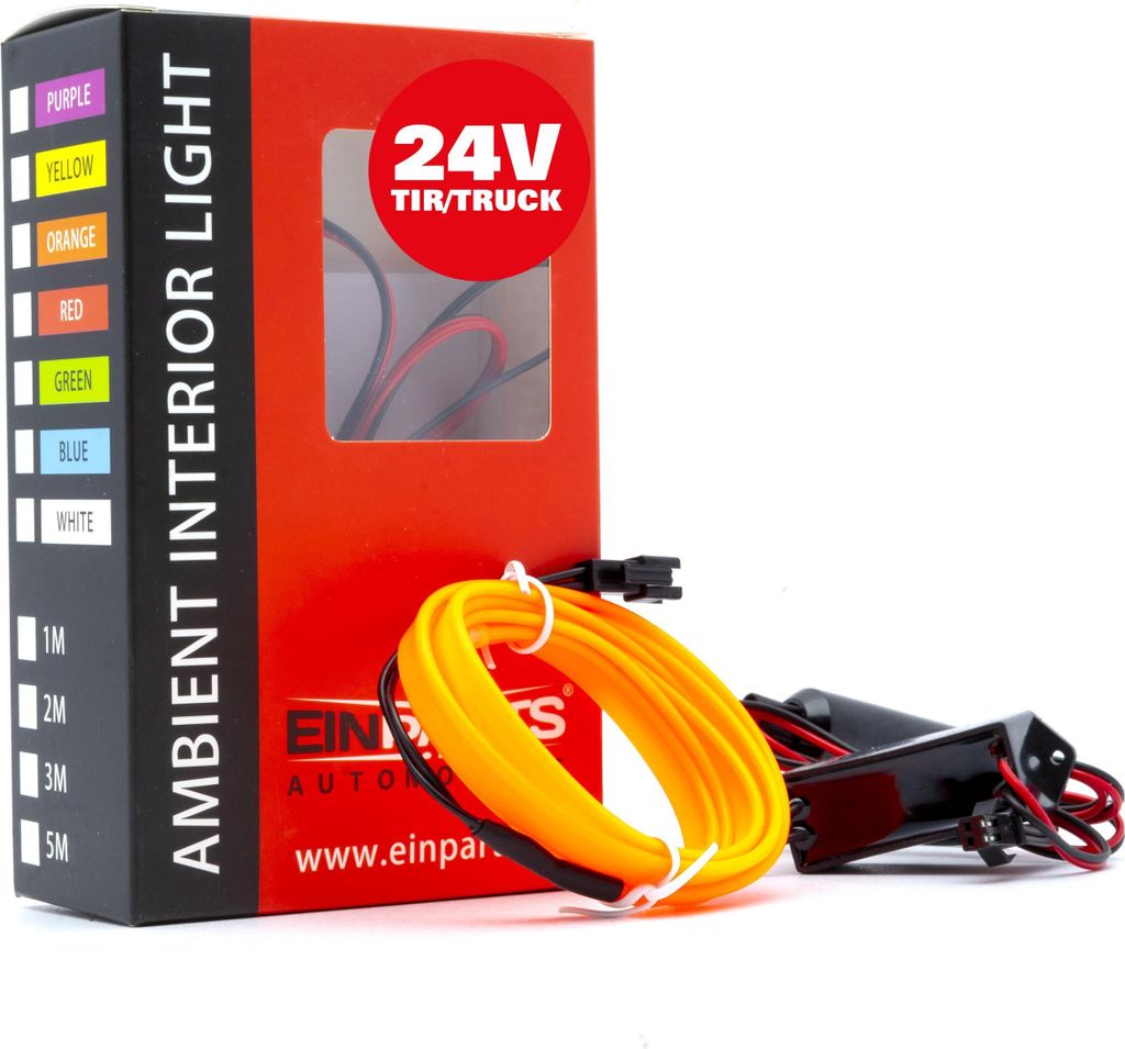 LED Auto Lichtleiter Umgebungslicht 24V Orange 1 Meter