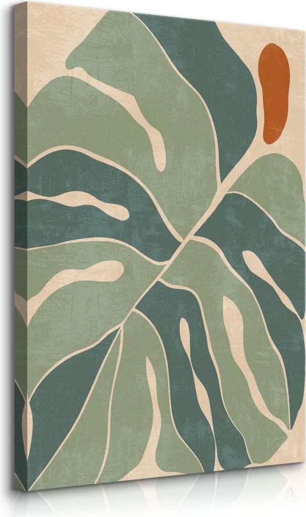 Quadro Moderno Sala da Pranzo Foglie Tropicali Boho 70x100 cm