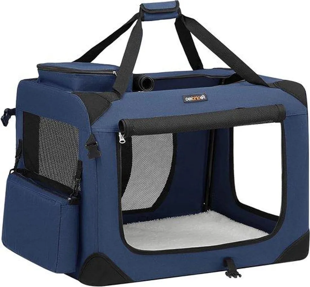Sac de transport pour chien bleu souple et pliable en toile Oxford