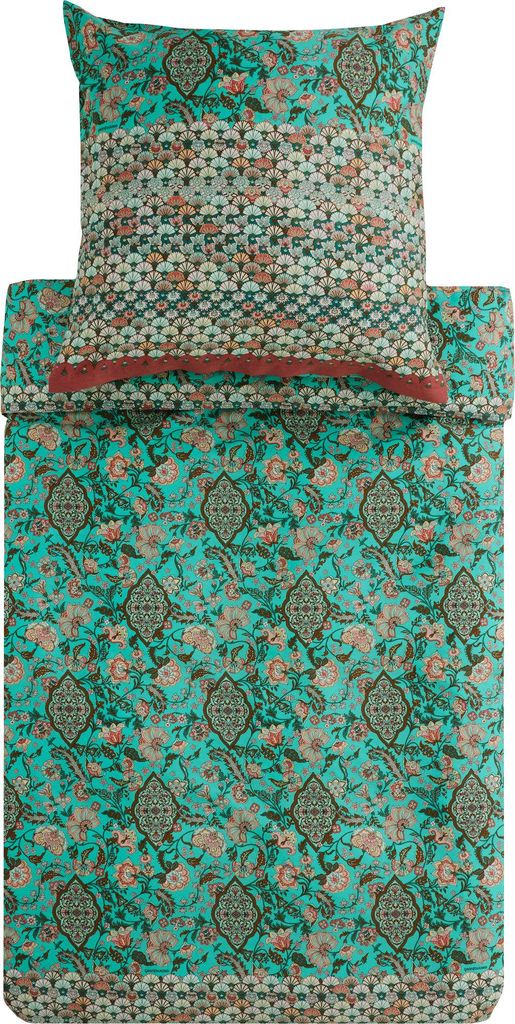 Bassetti Satin-Bettwäsche-Garnitur Tigullio Farbe AQUAGRÜN V1 Größe 135x200+80x80