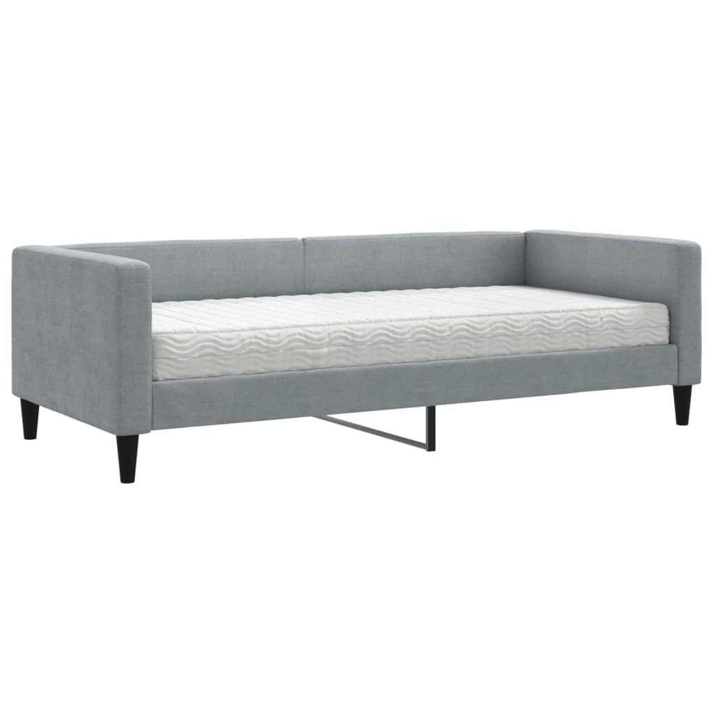 vidaXL Tagesbett mit Matratze Hellgrau 90x200 cm Stoff