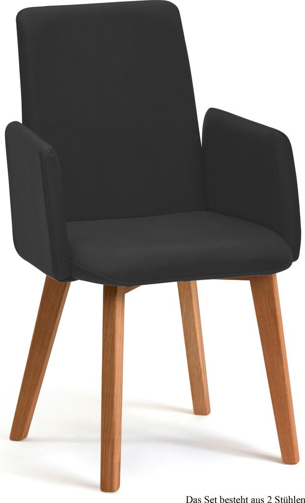 Armlehnstuhl (2er-Set) Darcie 52x92x60 Eiche geölt/Anthrazit