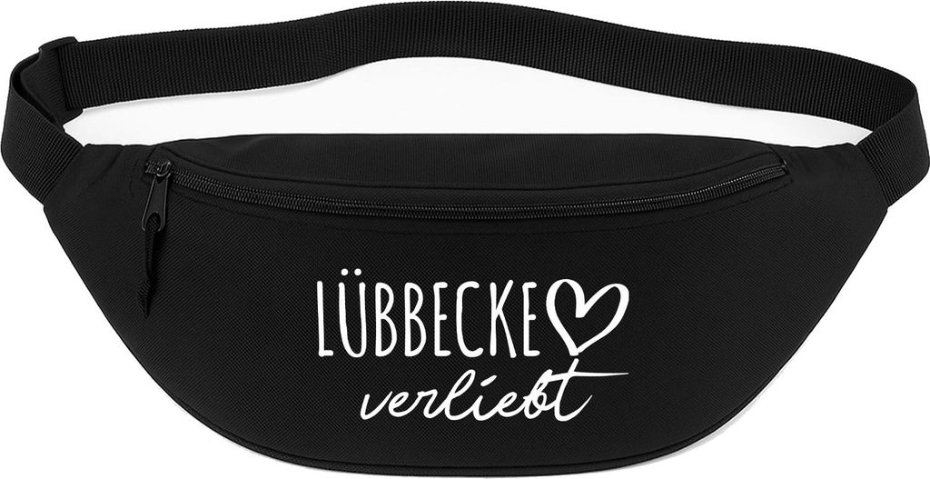 Huuraa Bauchtasche Lübbecke verliebt 2,5 Liter Black Polyester Crossbody Bag Geschenkidee