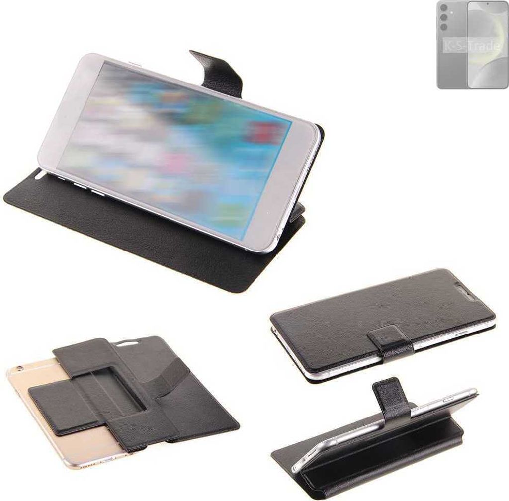 K-S-Trade Schutzhülle kompatibel mit Samsung Galaxy S24 Exynos Schutzhülle Flip Cover Klapphülle Wallet Case Slim Handyhülle bookstyle schwarz