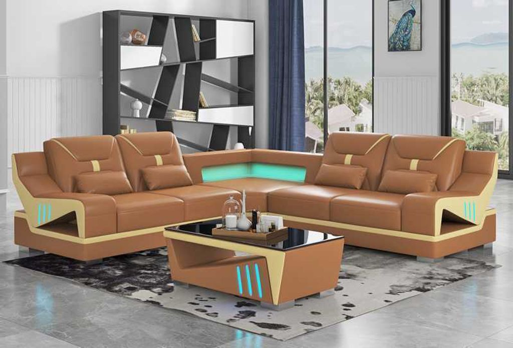 Ecksofa Sofa L Form Braun Designersofa Couch Polster Sofas