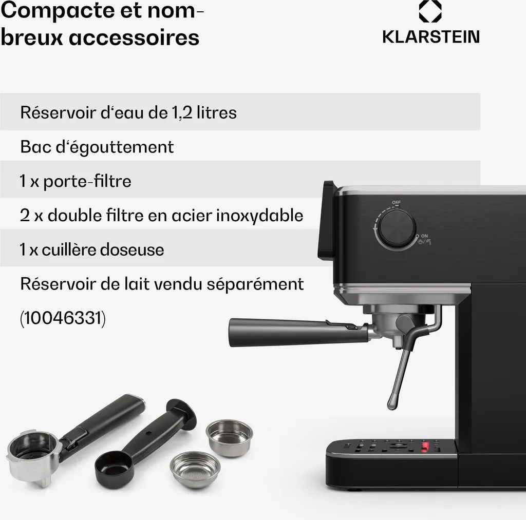Machine expresso 20 bars compacte Klarstein avec écran tactile et buse - 6