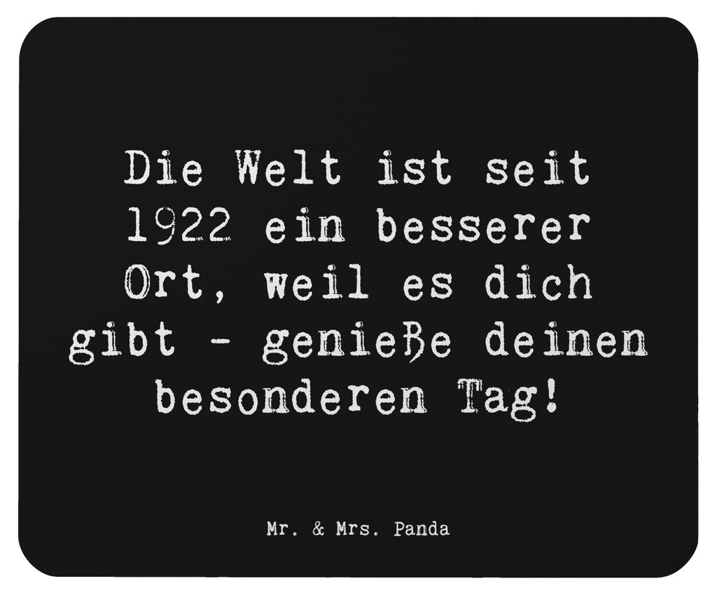 Mr. & Mrs. Panda Mousepad Spruch 1922 Geburtstag - Schwarz - Geschenk, mausteppich, Happy Birthday, besonderes, mousematte, die Welt ist seit, Maus...
