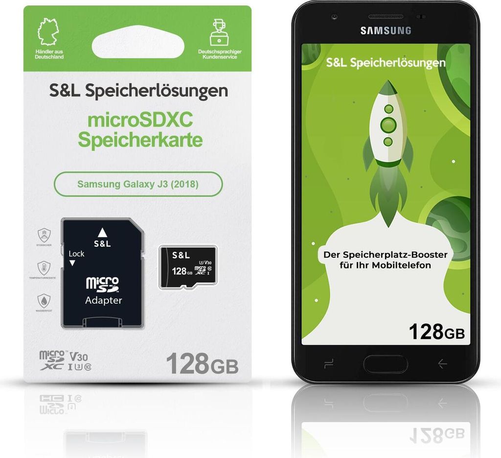 microSD Speicherkarte S&L für Samsung Galaxy J3 (2018) - Speicherkapazität: 128 GB