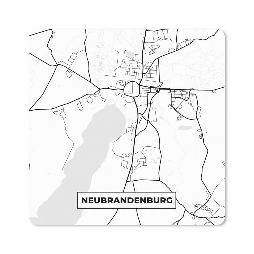 MuchoWow Mauspad Mousepad Neubrandenburg - Karte - Lageplan 30x30 cm - Mousepads - Maus Mat - Pad - Mausunterlage - Gaming