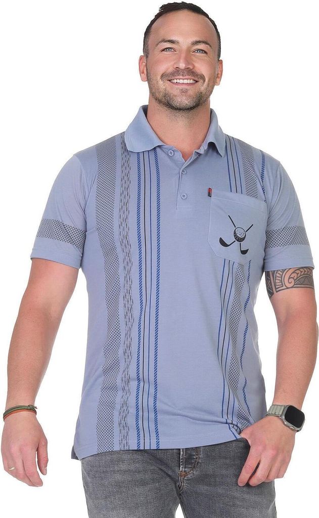 Herren Poloshirt Sommer Polo-Hemd Kurzarm, Grau/M/48