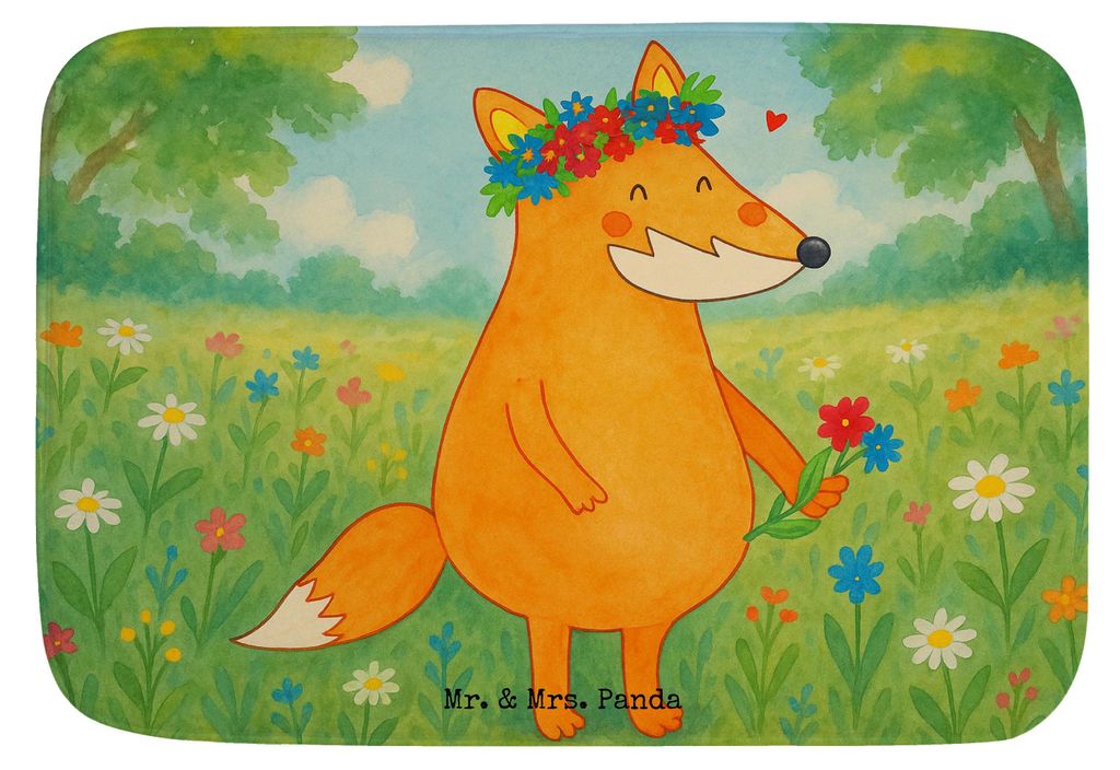 Mr. & Mrs. Panda Badematte Fuchs Blumen Design - Weiß - Geschenk, Duschvorleger, Blume, Ich, Blumenliebe, duschmatte, badezimmervorleger, Badezimm...
