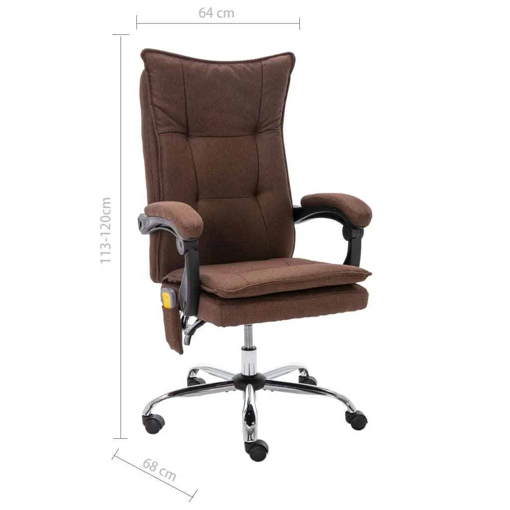 Chaise de bureau de massage inclinable avec télécommande et tissu marron - 8