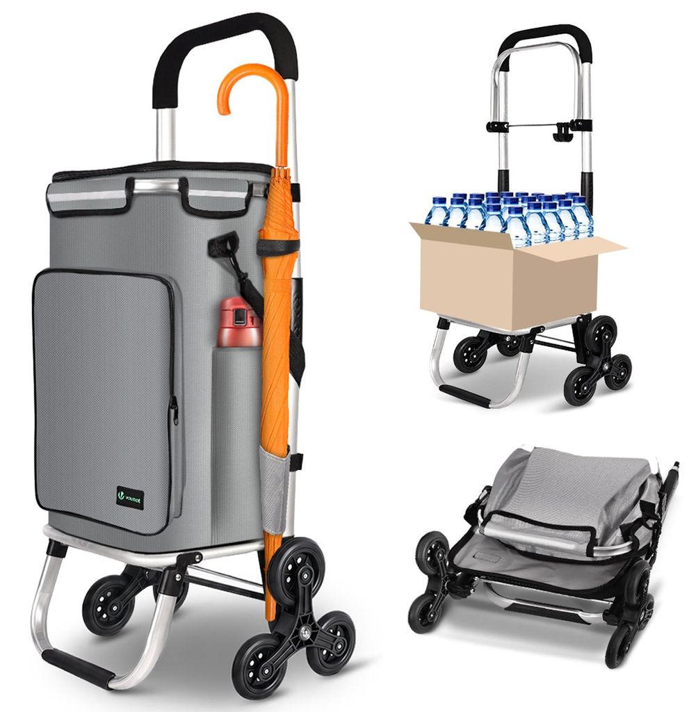 VOUNOT® Hliníkový nákupný vozík na schody, skladací nákupný Obrázok produktu 
