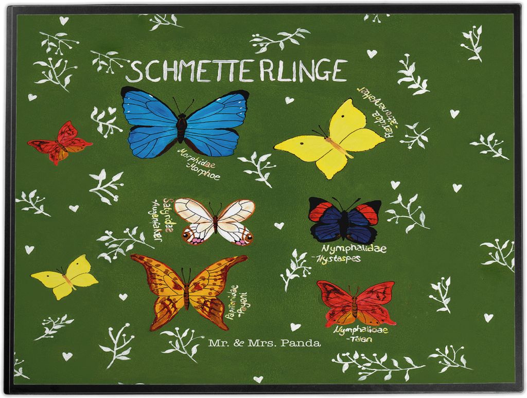 Mr. & Mrs. Panda schreibtischunterlage Schmetterlinge - Geschenk, Butterflies, Falter, malunterlage, Deko Wohnung, Dekoration, Schreibunterlage, Sc...