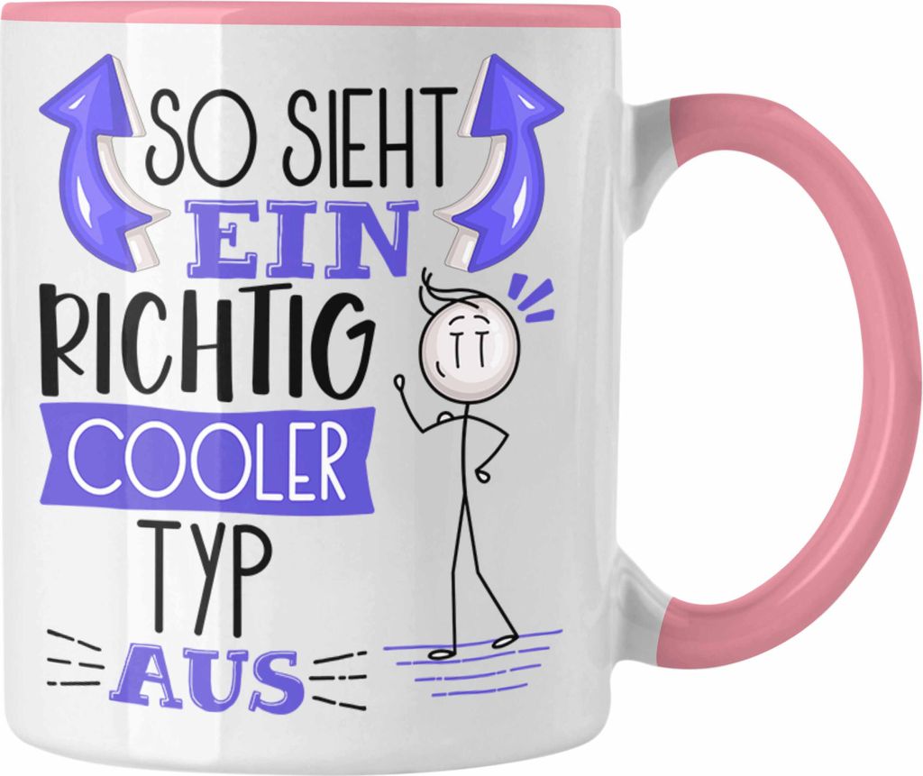 Trendation - Typ Tasse Geschenk So Sieht Ein RIchtig Cooler Typ Aus Geschenkidee Lustiger Spruch Geburtstag Becher Kaffeetasse (Rosa)