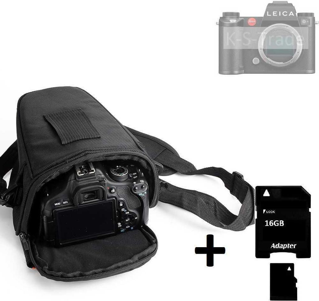 K-S-Trade Schultertasche kompatibel mit Leica SL3 Colt Kameratasche für Systemkameras DSLR DSLM SLR, Bridge etc., + 16GB Speicherkarte Schutzhülle