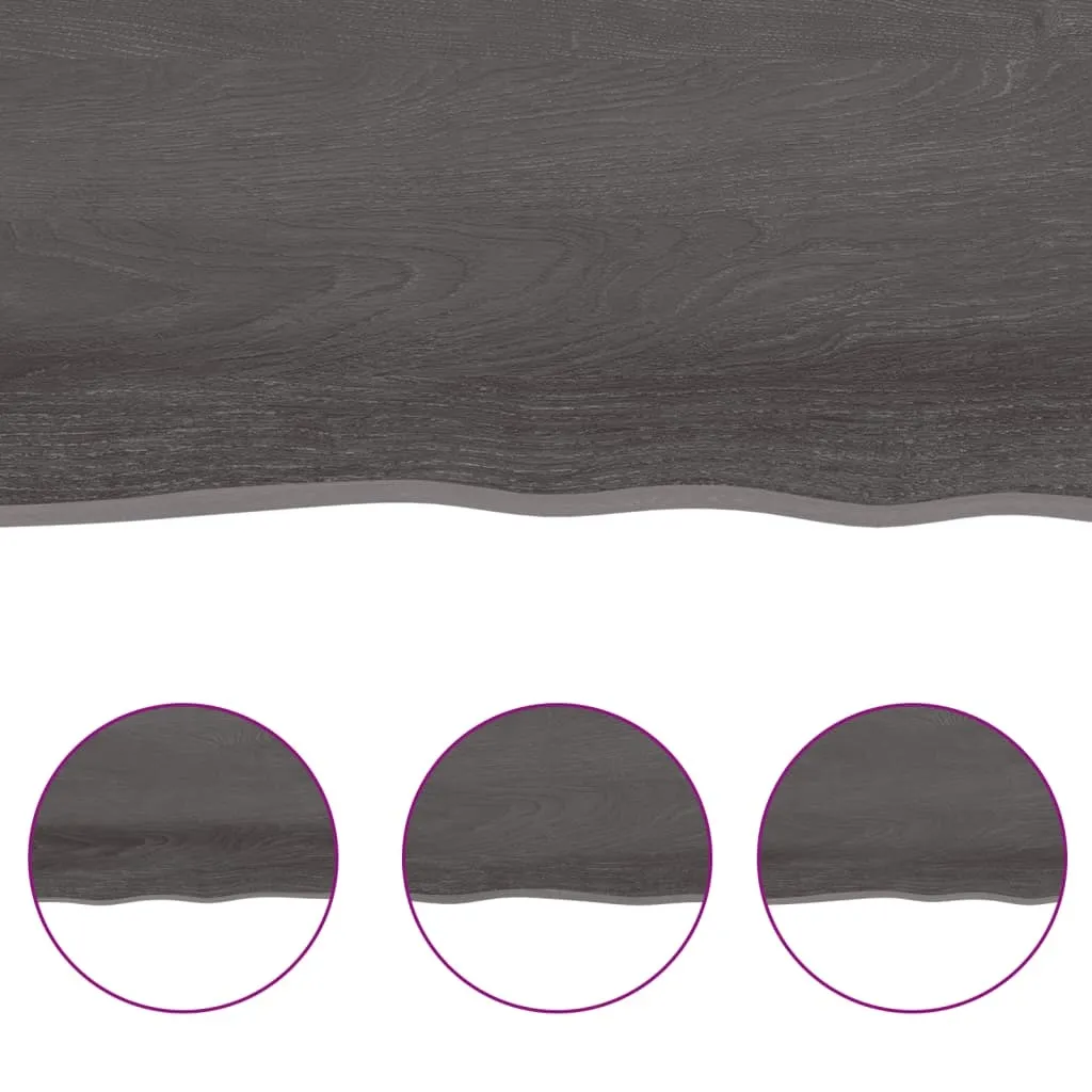Piano del tavolo marrone scuro 100x50x(2-4)cm in rovere massiccio - 5
