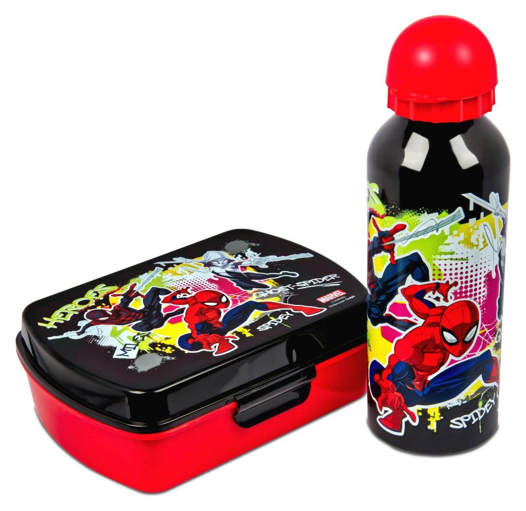Brotdose Trinkflasche Kinder Spiderman Superheld Lunchbox Produktbild 