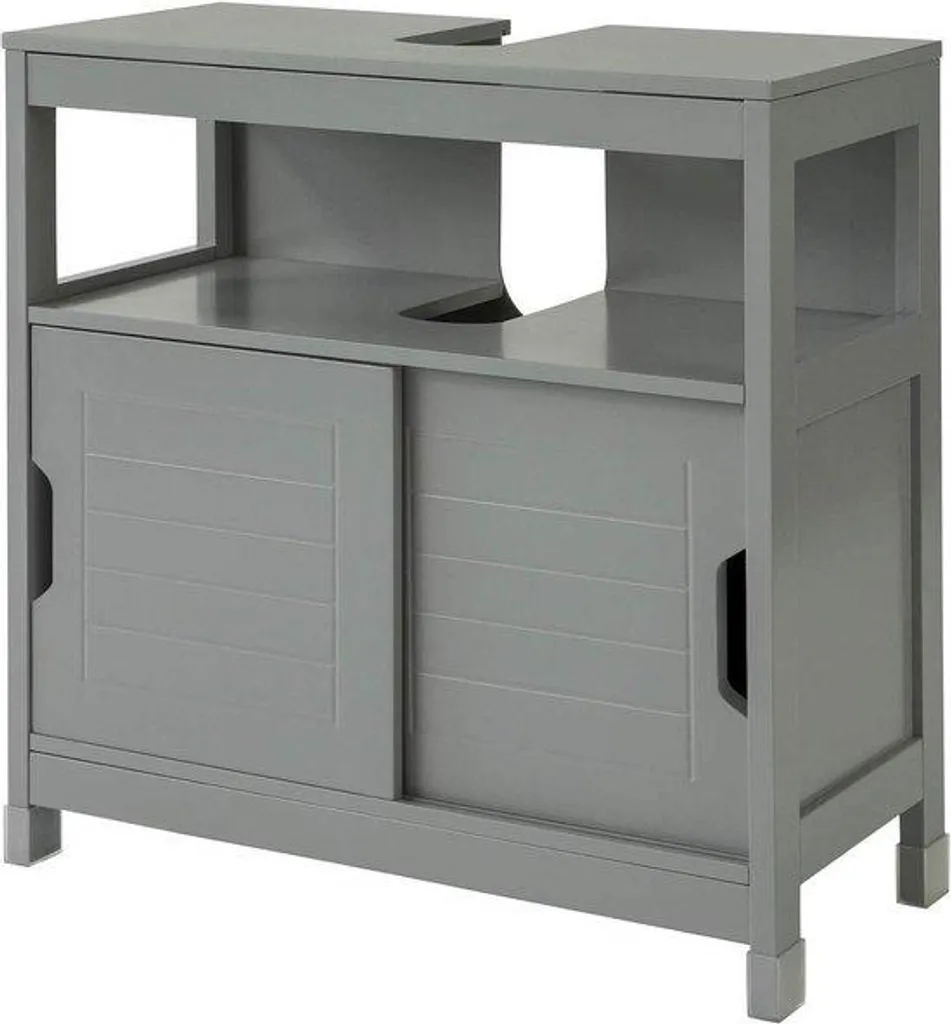Meuble bas de salle de bain blanc avec portes coulissantes 60x61x30 cm